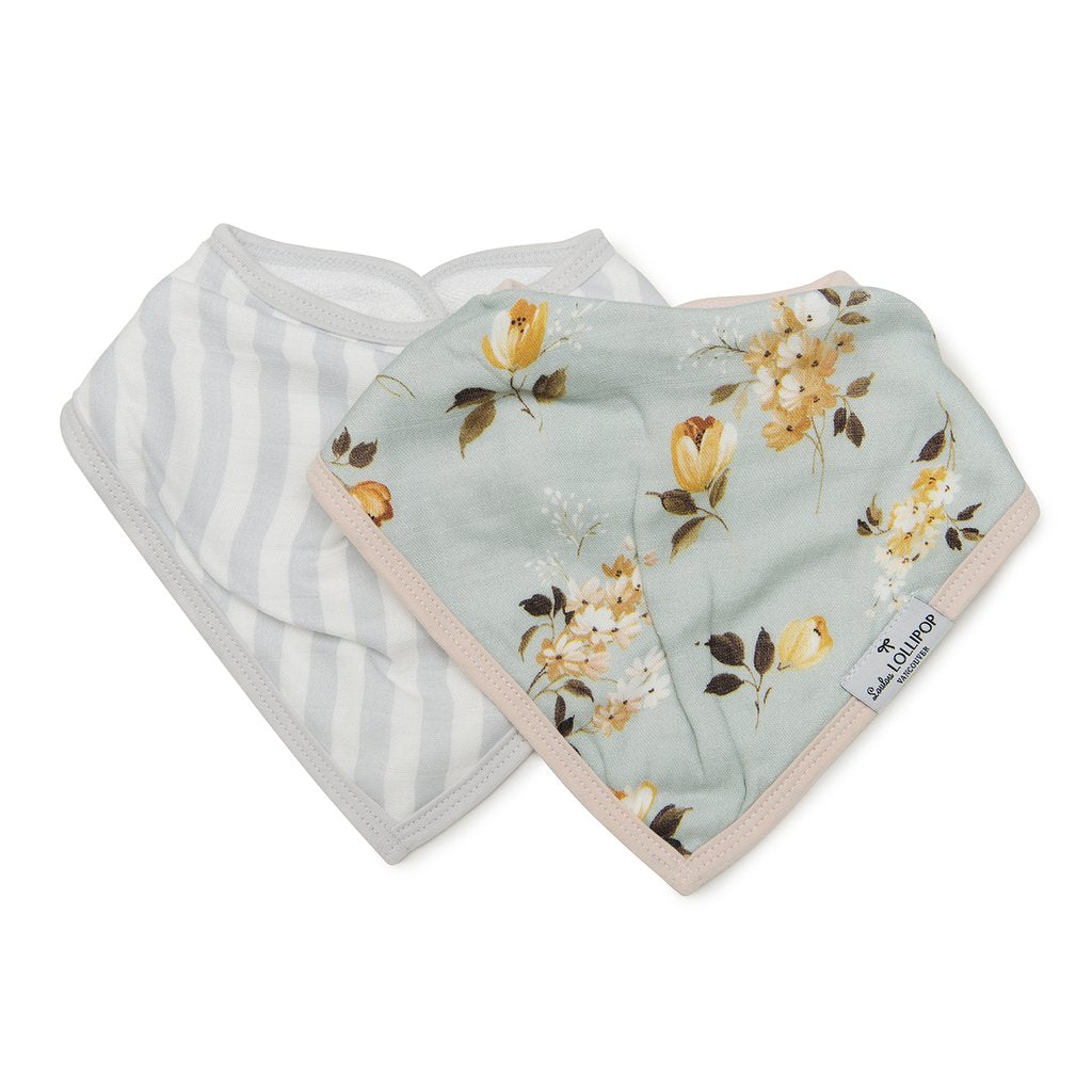 Loulou Lollipop Bandana Bib Set - Wild Rose