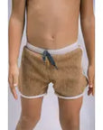 Soft Shorts for Swim in Camel Texture