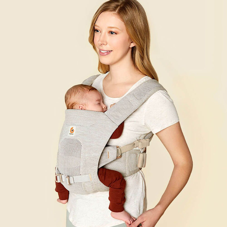 ergobaby aerloom back carry ERGOBABY AERLOOM BABY CARRIER – FORMAKNIT STRETCH - Sand