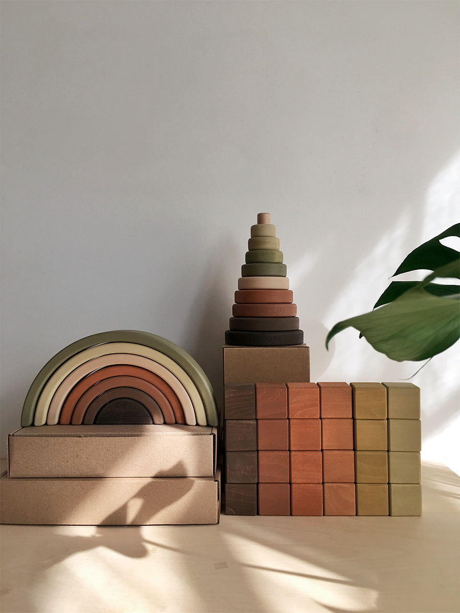 Sabo Concept - Wooden Rainbow toy / Olive