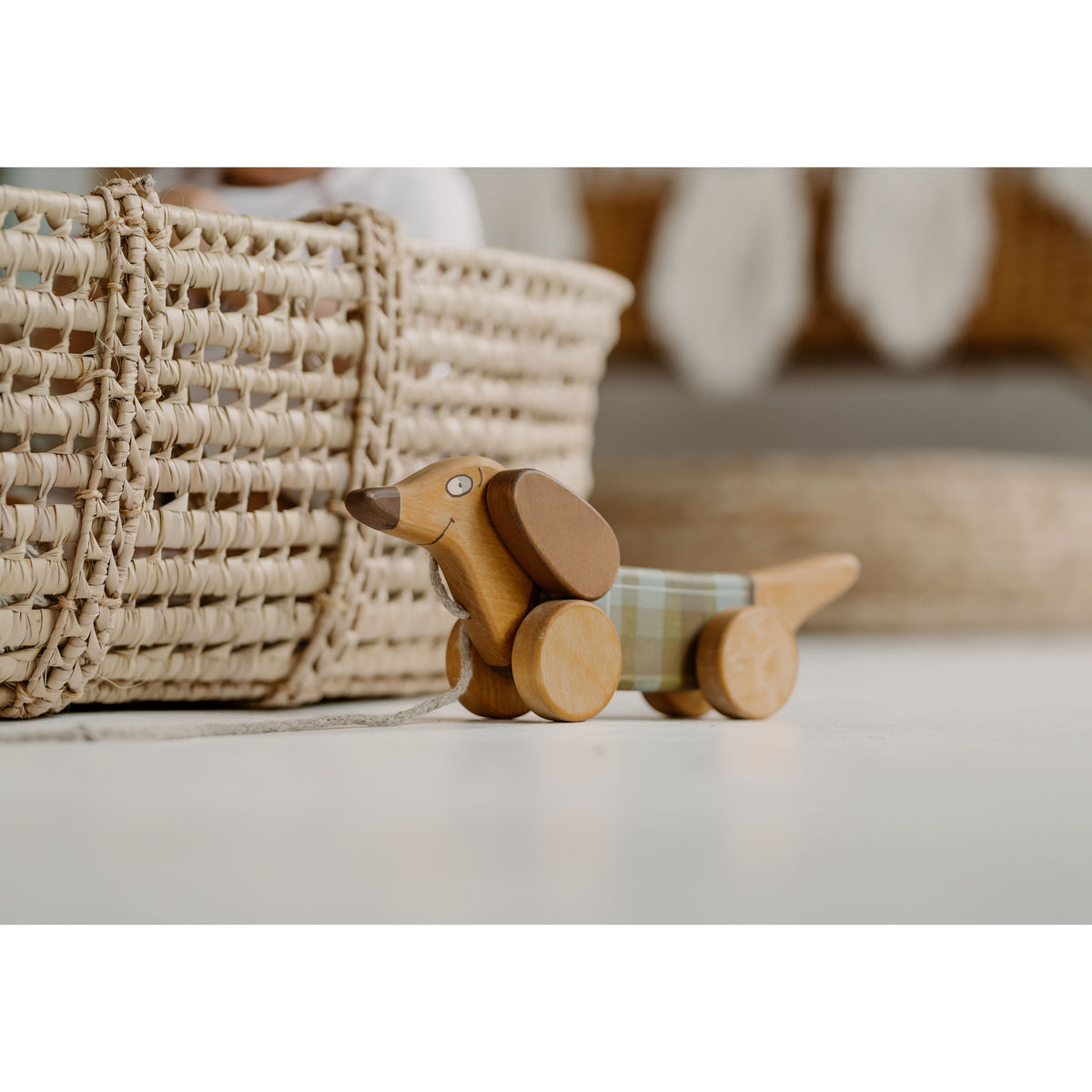 Pull Toy Green Sausage Dog