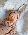 Brown Bunny Organic Muslin Body&Bonnet Set for Newborn Baby