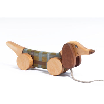 Pull Toy Green Sausage Dog