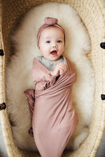 Mebie Baby Stretch Swaddle - Dusty Rose
