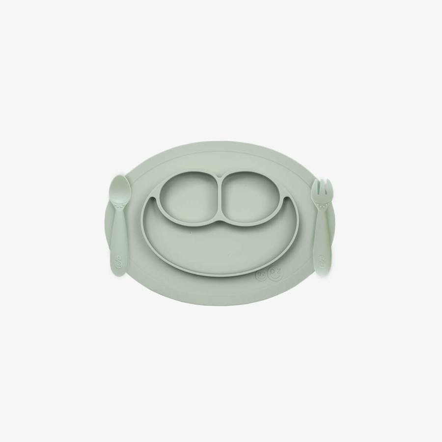 Mini Feeding Set (Happy Mat + Mini utensils) - Sage