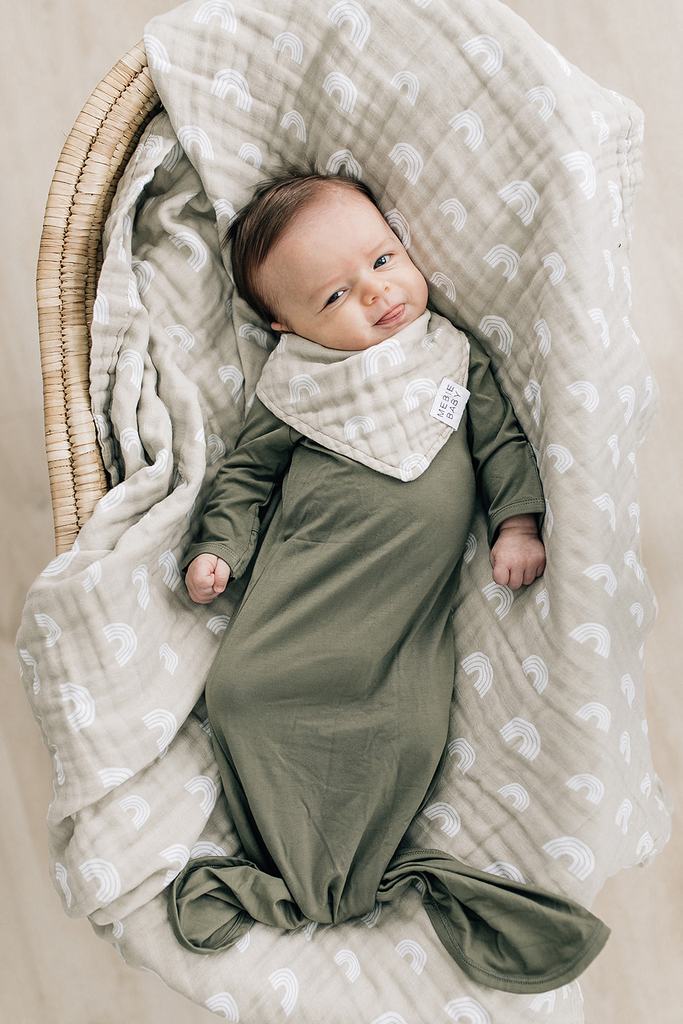Mebie Baby Muslin Swaddle Blanket - Sand Rainbow