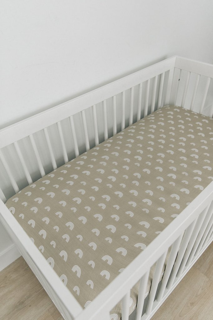 Mebie Baby Fitted Crib Sheet - Sand rainbow
